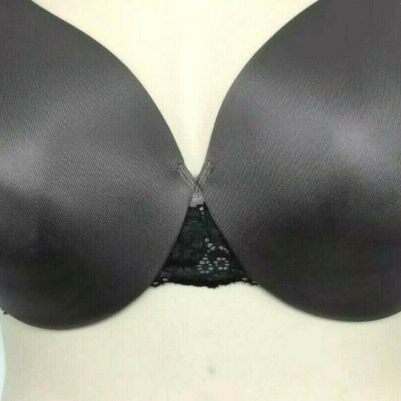 Cacique Lane Bryant Womens Bra Smooth Satin Full Coverage w/ Lace 42DD Gray - Picture 6 of 10